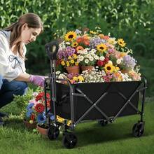 INBRAVE All Terrain Folding Wagon Heavy Duty Collapsible Cart With Large Wheels For Beach Sand Camping Garden - 戶外推車 - 查看 2