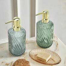 2 Pack Twill Soap Dispenser Kitchen, 15 Oz Glass Bathroom Soap Dispenser With Pump, Modern Farmhouse Twill Style Bathroom Dispensers Home Decor, Bathroom, Kitchen Countertop, Hotel - 1 - 查看 6