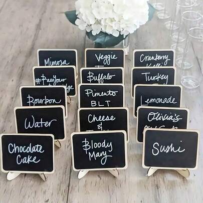 20pcs Mini Chalkboard Display Boards, Home Decor Signs, Mini Message Boards, Wooden Blackboards Suitable For Wedding, Baking Display, Hotel, Party, Dessert, Place Cards, Mother's Day, Graduation Ceremony And More Occasions