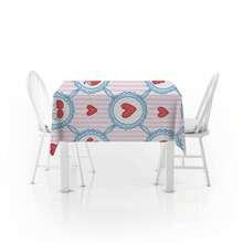 1pc Tablecloth With Bow & Heart Pattern, Suitable For Indoor And Outdoor Use, Great For Family Gatherings, Festivals, And Outdoor Dining, Reusable - Multicolor - View 6