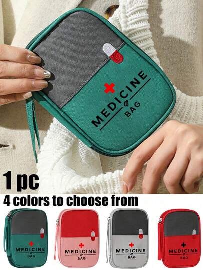 Portable Medical Kit Printed With Medication Bottle Letters | Waterproof Large Capacity First Aid Kit For Travel, Home, Dormitory, Car & Emergency | Essential For Students, College Dorm, Family Use, Nurses, Outdoor Adventures | Includes Storage Bag For Pills, Bandages, Medicines, Supplies | Compact, Lightweight, Survival Kit, Daily Healthcare Organizer