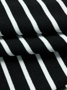 UREREM Top de tirantes de rayas negras y blancas con ribete de color contrastante, informal para vacaciones y primavera/verano - Blanco y Negro - Ver 8