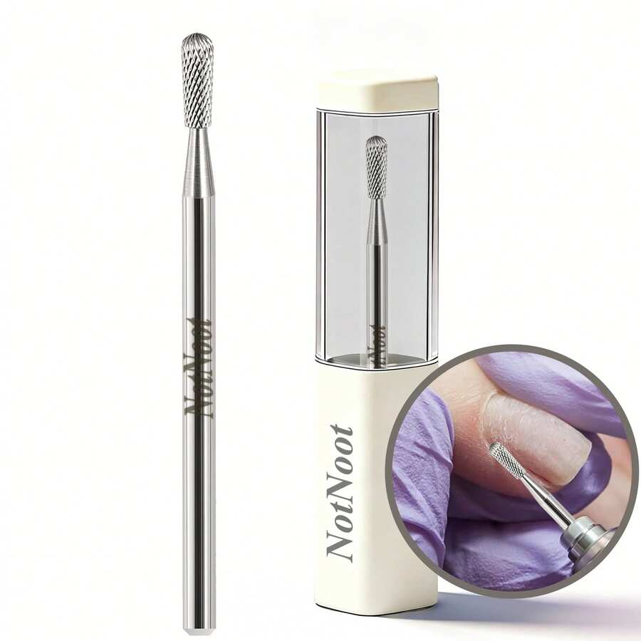 NotNoot Mũi khoan móng tay 3/32", Mũi khoan làm sạch móng chuyên nghiệp bằng cacbua, Chuẩn bị móng và biểu bì, Xoay hai chiều, Dụng cụ salon làm móng (Màu bạc) - Màu Xám nhạt - Xem 1