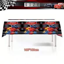 Cars 生日派對裝飾 Lightning M-Queen 桌布 生日快樂橫幅套裝 賽車派對用品 - 多色 - 查看 8