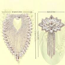 1pc 8.5x13cm Oval Claw Chain Crystal Tassel Decor - Sewing Crystal Applique DIY Craft Bridal Decoration Accessory For Women - Tassel - View 4