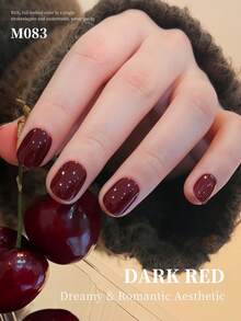 XEIJAYI 1 Bottle 15ml Deep Red Gel Nail Polish, Solid Color, Peel-Off Type, No Need To Wipe, Suitable For All Seasons - Burgundy - View 3