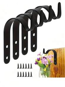 4/8pcs Iron Wall Hooks, Suitable For Hanging Plants, Baskets, Wind Chimes, Gardening Baskets, Lanterns And Clothes, Suitable For Country Style Decor. Multi-Functional Hooks Can Be Used To Hang Plants, Lanterns, Bird Feeders, Wind Chimes And Other Home Decor, Gardening Items, Easter Decorations, Etc. - Hook Up - View 7