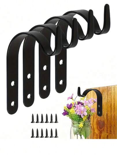 4/8pcs Iron Wall Hooks, Suitable For Hanging Plants, Baskets, Wind Chimes, Gardening Baskets, Lanterns And Clothes, Suitable For Country Style Decor. Multi-Functional Hooks Can Be Used To Hang Plants, Lanterns, Bird Feeders, Wind Chimes And Other Home Decor, Gardening Items, Easter Decorations, Etc.