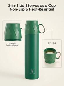 Meoky 500ml/16oz Insulated Water Bottle, 24-Hour Thermal Retention, Leak-Proof, Multi-Function Lid, Stainless Steel Double Wall, Suitable For Sports, Fitness, Travel And School - Green - View 5