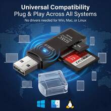 Lector de tarjetas multifunción 2 en 1 USB 2.0, sin controlador, plug and play, compatible con tarjetas de memoria TF/SD, apto para computadoras de escritorio y portátiles - Ver 7