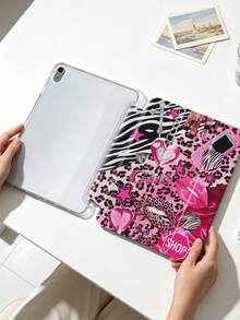 1 件装豹纹唇形拼接彩绘平板电脑保护套，兼容 iPad Mini 4/Mini 5/Mini 6/Mini 7/Air/Air 2/9.7/10.2/10.5/Air 4/Air 5/10.9/Pro 11 英寸/第十代/Air 11 英寸 (M2)-2024/Pro 11 英寸 (M4)-2024/Air 11 英寸 (M3) 2025/(A16) 11 英寸第十一代 2025/Air 8 (M4)2026 (11 英寸)、Galaxy Tab A8 10.5 英寸 2022，包含笔槽、三折支架、TPU 软边保护、磁吸式睡眠/唤醒功能，简约/创意/趣味/个性化平板电脑保护套 - 彩色 - 查看 6