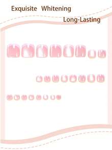 24pcs Square Short Edged Cat Eye White French Handmade Full Cover False Nails Set, Including 1pc Adhesive Sticker And 1pc Mini Nail File, Suitable For Women And Girls Daily Wear, Random Delivery Of Jelly Glue - Multicolor - View 2