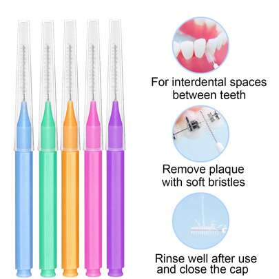 Interdental Brushes, 20|5 Packs, Interdental Tooth Brush For Dental Gaps, Gum Soft Bristles For Plaque Removal, For Braces,Oral Hygiene Flosser Cleaners Cleaning Tool (Mixed Sizes)
