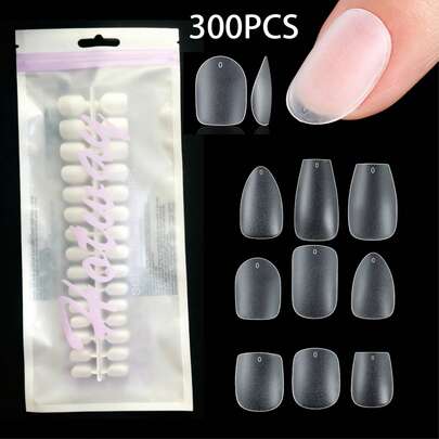  Bộ 300 móng giả HOTWAY, 15 kích cỡ, có các hình dạng hạnh nhân, oval, hình quan tài và hình vuông, siêu mỏng và không gây trầy xước, bề mặt mờ hoàn toàn, thích hợp cho việc tự làm móng tại nhà, sử dụng tại salon hoặc làm quà tặng - Một sản phẩm không thể thiếu cho nghệ thuật làm móng của phụ nữ.