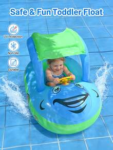 1个儿童游泳池充气座椅圈，可爱漂浮座椅圈，儿童游泳圈，婴儿腋下漂浮圈，夏季游泳 - 彩色 - 查看 8