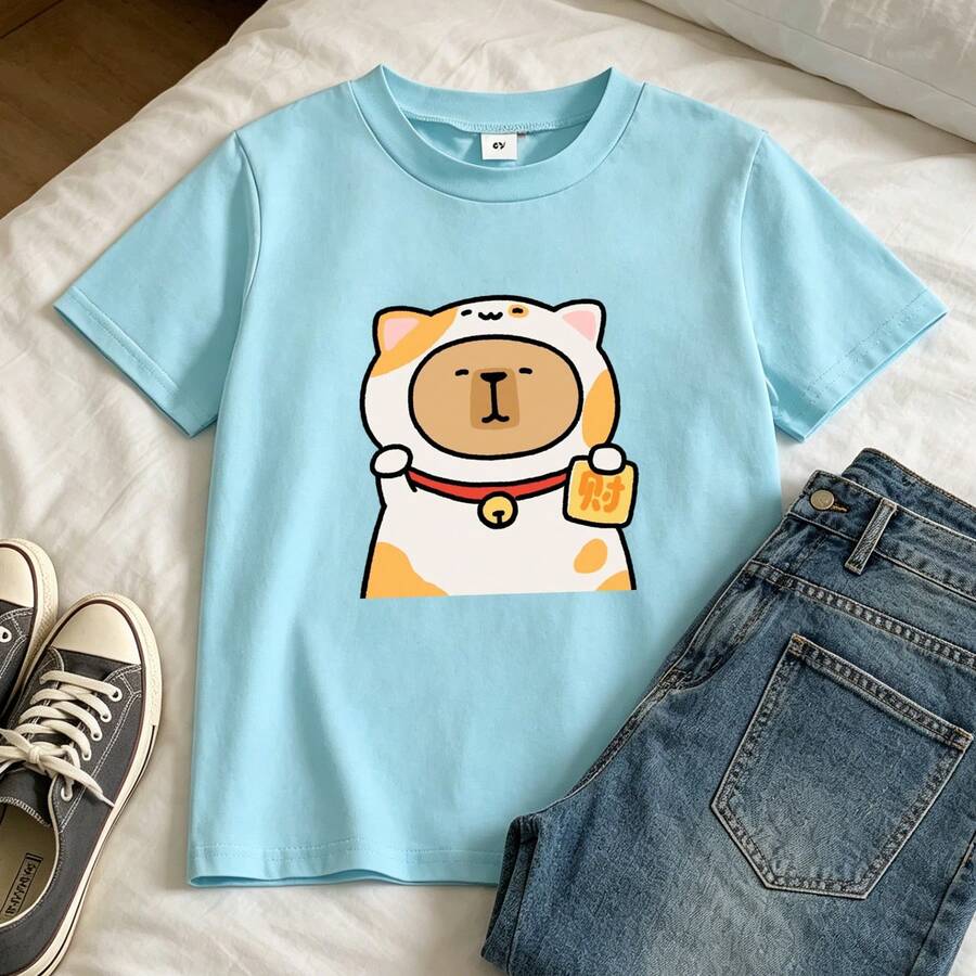 Teen Girls T-Shirts - 天藍色 - 查看 1