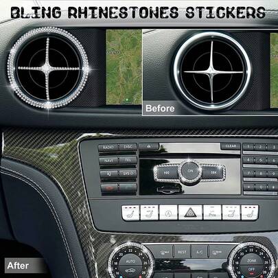 2pcs Self-Adhesive Rhine Stone Stickers, Suitable For Car/Phone/PC Decoration, Decorative Stickers