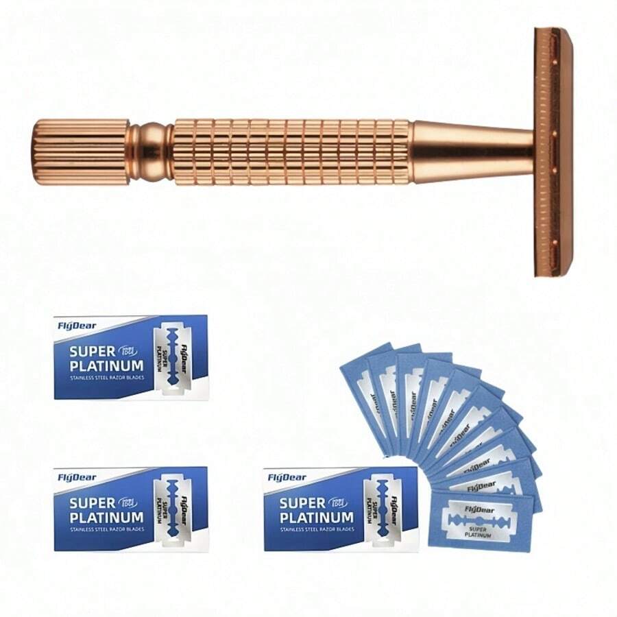 Rose Gold Alloy Women's Razor, Stainless Steel Handle, Reusable, Fragrance-Free, Suitable For Facial, Underarm, Bikini, Leg Hair - Tools & Accessories