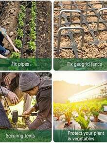 U-Shaped Garden Nails, Heavy-Duty Fence Posts, Lawn Pegs, Galvanized Landscape Spikes For Securing Lawn Barriers And Fences - Multicolor - View 8
