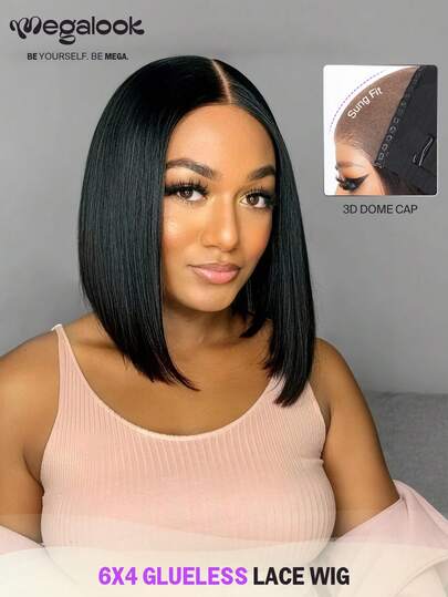 MEGALOOK Tóc giả ren 6x4, kiểu dáng Wear Go, đã được tỉa sẵn và tẩy trắng, thẳng mượt, màu đen tự nhiên, mật độ 180, 100% tóc người, chiều dài 10-36 inch, ren trong suốt với đường chân tóc tự nhiên, dễ sử dụng cho người mới bắt đầu, phù hợp cho phụ nữ hàng ngày và các dịp đặc biệt.