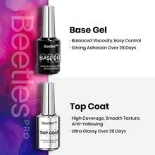 2PCS 20ML Beetles Pro Gel Top Coat & Base Gel Nail Polish, Upgraded Super Shine Finish, 28 Days Long Lasting, Soak Off LED Gel, Professional Salon Nail Art Manicure Supplies - 2PCS 20ML Top Coat & Base Gel - 查看 3