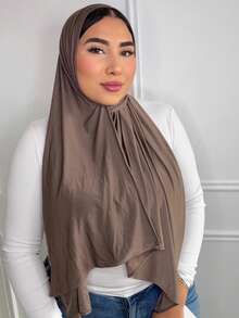 1pc Women's Jersey Hijab, Modal Hijab, Sweat Cloth, Solid Color, Silky Smooth, Soft, Breathable Headscarf, Head Wrap, Jersey Headcover, 180cm*70cm Scarf, Shawl, Suitable For Daily, Outdoor, Prayer, Worship - Jersey Hijab - View 3