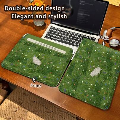 One Piece: Cute Grass Dog Pattern, PU Leather Magnetic Buckle Anti Drop Notebook Inner Bag, Compatible With MacBook Pro 16 Inch, Air 13, Galaxy TAB S10 Ultra, And Metabook 14 Inch 11 Inch/13 Inch, Convenient For Business Trips, Can Be Used As A Mouse Pad/Storage Bag, Is A Must-Have Accessory For Business/Study/Travel