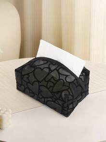 1/3pcs Mesh Heart Tissue Box, Ins Style Home Living Room Tea Table Tissue Holder, Bedroom Bedside Dust-Proof Storage Box, Luxury Car Dining Table Creative Tissue Case, Black White Beige - Multicolor - View 16