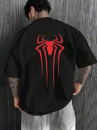 Camiseta para hombre con diseño de araña roja llamativa,estilo casual,180g,para tu día a día. PZAN