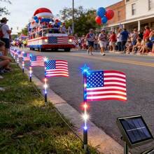 8-Pack Red, White, And Blue American Flag Solar Lights, Red, White, And Blue Flag Outdoor Pathway Lights, 4th Of July Independence Day Decorative Lights, Patriotic Theme Decor, 8 Flashing Modes, Suitable For Porches, Courtyards, Pathways, Lawns, Cemeteries, Memorial Day - Tám quốc kỳ - Xem 3
