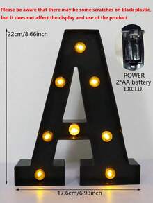 1件 21cm 家居裝飾 LED 發光字母燈，婚禮求婚生日派對裝飾字母數字燈，女孩房裝飾燈，室內裝飾 - 黑色 - 查看 6