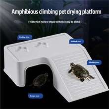 1pc Turtle Basking Platform – Tank Climbing Ramp And Hiding Caves | Villa-Style Ramp Platform Designed Specifically For Turtle Tanks | Four-In-One Turtle Activity Platform (Feeding Area, Basking Platform, Hiding Area, Climbing Area) - Multicolor - View 4