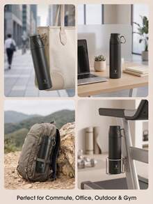Bình nước giữ nhiệt 500ml/16oz, giữ nhiệt 24 giờ, chống rò rỉ, nắp đa chức năng, thành đôi bằng thép không gỉ, thích hợp cho thể thao, tập thể dục, du lịch và đi học. - màu đen - Xem 7