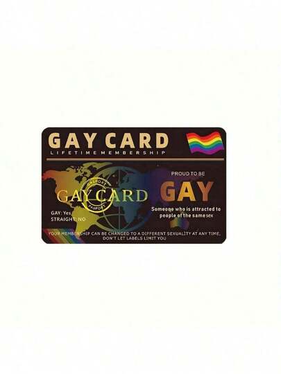 Gay Pride Lifetime Membership Card - Double-Sided Dreamy Themed Rainbow Stripe Pattern World Map Design Men's ID Card Non-Adhesive Rectangular Everyday Carry And Pride Event Card Gay Gift, Festival Accessory, Modern Style, Exquisite Craftsmanship, Popular Item, Smooth Surface, Essential For Festival Crowds
