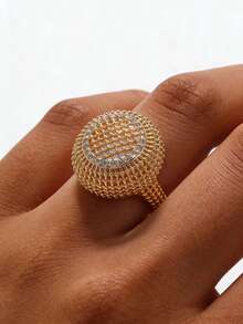 1 chiếc nhẫn rỗng mạ vàng 24K kiểu Trung Đông thời trang, đa năng, phù hợp cho nữ giới đeo hàng ngày, dự tiệc và đi làm. - Vàng 1 - Xem 3