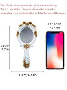 1pc Retro Style Handheld Makeup Mirror, Suitable For Birthday, Graduation, Mother's Day, Special Occasions, Gifts For Parents, Housewarming, Home Decor, Back To School Supplies, Portable Cosmetic Mirror - Multicolor - View 7