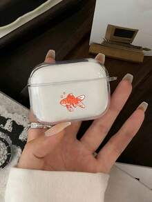 1 Pc Transparent Headphone Case Creative Marine Animals Sea Turtles Goldfish Pattern Suitable For AirPods 4/ 1/ 2/ 3/ Pro/ Pro2/ Pro3, A Simple And Stylish Holiday Gift - Clear - View 5