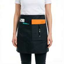1pc 3-Pocket Wide Waist Apron, Waterproof, Suitable For Men And Women, Kitchen, Restaurant, BBQ, Bar Server, Unisex Stain-Resistant Apron - White - View 7