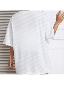 T-Shirt With Funny Phrase, Street Meme, Loose-Filled Sweatshirt - 白色 - 查看 3