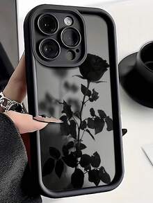 1pc Black Rose Shockproof Basic Phone Case Compatible With IPhone 17 Pro Max/17 Pro/17 Air/17/16 Pro Mx/16/16 Pro/16 Plus/16E/15/15 Plus/15 Pro/15 Pro Max/11/12/114 Pro Max/XS/XR/11 Pro/11 Pro Max/12 Pro/12 Pro Max/13 Pro/13 Pro M Plus/14 Pro/14 Pro Max/14 Plus - Multicolor - View 3