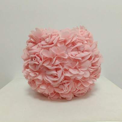 Elegant Fabric Round Rose Lamp Shade, Pink Chiffon Organza Rose Shaped Lamp Shade, Suitable For Table Lamp Or Pendant Light, Excluding Lamp Base/Shade Only