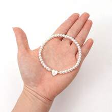 1pc Classic Simple Initial Golden Beaded Bracelets For Women - White - View 3