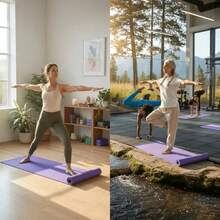 1 pieza Esterilla de yoga EVA de 173x61cm, antideslizante y amortiguadora de golpes, sin olor, adecuada para principiantes, fitness, danza, uso en interiores/exteriores, diseño morado sencillo, ligera y portátil, diseñada para amantes del yoga, principiantes de fitness, aprendices de danza, entrenamiento en casa, adecuada para acondicionamiento físico en el hogar, práctica de yoga en el estudio, entrenamiento de danza, campamento al aire libre - Morado - Ver 7