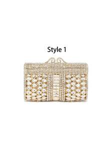 2025 Autumn/Winter Glittering Elegant Luxury Handbag, Glamorous Crystal Embellished Evening Bag For Women, Fashionable Makeup & Perfume Tote Bag, Handmade Sparkling Crystal Embroidered Wedding Bridal Clutch, Suitable For High-End Parties, Galas And Banquets (Not For Holding Phones) - Multicolor - View 14