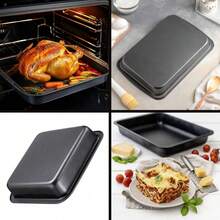 Set Of 3 Large Rectangular Non-Stick Baking Pans (32, 37, And 42cm) - Carbon Steel - For Cakes, Lasagna, And Baking. - Molde para hornear de 37 cm - Ver 5
