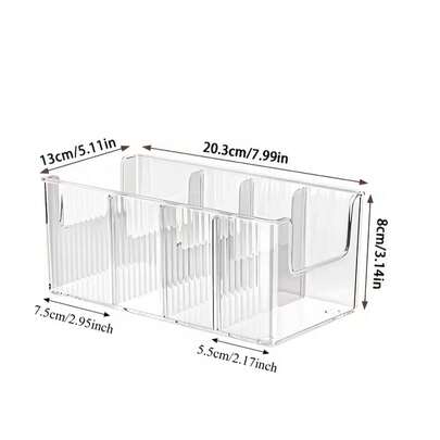 4-Grid Large Capacity Transparent Home Medicine Storage Box, Large Capacity Transparent Partitioned Medical Box, With 3 Removable Dividers, Suitable For Countertop Use, Multi-Purpose Tabletop Medicine Organizer Box, Modern Tray Design, Sturdy Structure - Durable Home Medicine Cabinet Organizer, Suitable For First Aid Supplies And Supplements Organizer, Extra Large Medicine Storage Box, Multi-Function Pill Organizer