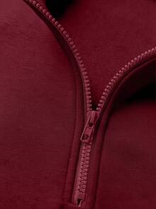 Sweatshirt Pullover Pria Model Terbaru Musim Gugur/Dingin, Gaya Jalanan Kasual, Bermotif, dengan Kerah Resleting dan Motif Cetak. - Burgundy - View 4