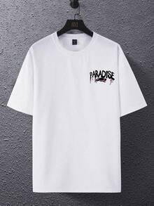 KX4Z Men's Simple Print Crew Neck T-Shirt - Putih - View 3