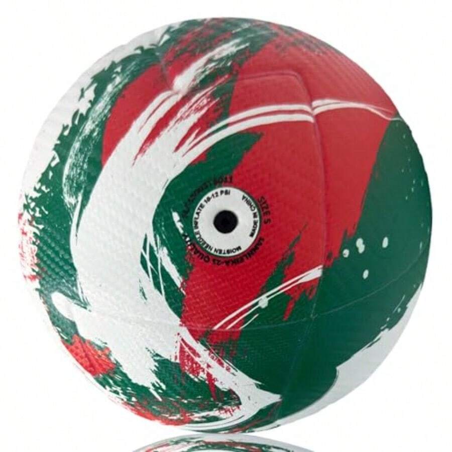 Storm ries Storm ries tamaño 5 Soccerball para Princiantes fútbol esional Partido de Pelota para Todos los Jugadores de fútbol de Nivel - Verde Rojo - Ver 1