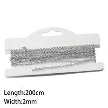 Dây chuyền chữ thập dẹt bằng thép không gỉ mạ vàng 18K dài 2m, phụ kiện trang sức tự làm (vòng cổ và vòng tay). - Bạc - Xem 9